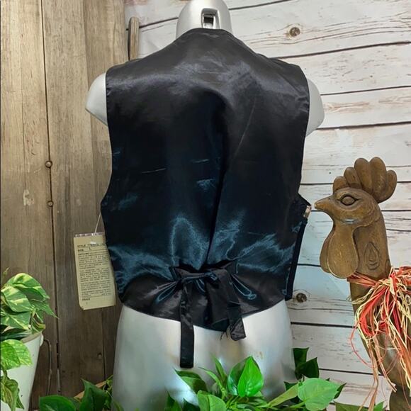 Katch Me Retro BoHo NWT Biker Vintage Cowboy Suede Leather Tapestry Vest L G - Picture 2 of 8